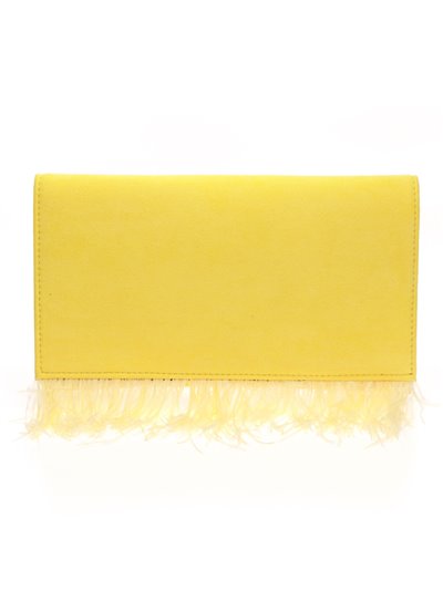 Suede effect clutch with feathers amarillo