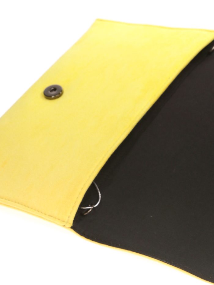 Suede effect clutch with feathers amarillo