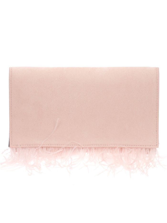 Suede effect clutch with feathers rosa