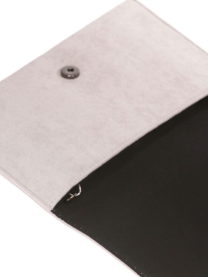 Carteira festa camurça penas cinza-claro