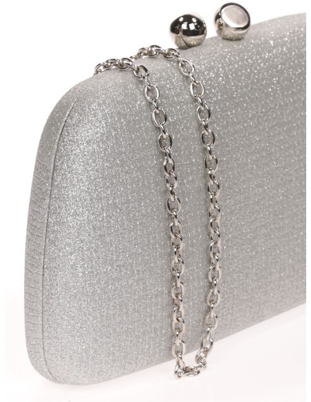 Shiny fabric clutch plata