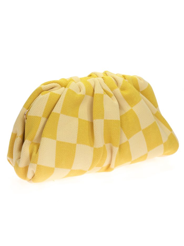 Cartera fiesta cuadros mostaza