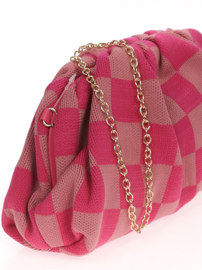 Cartera fiesta cuadros fucsia