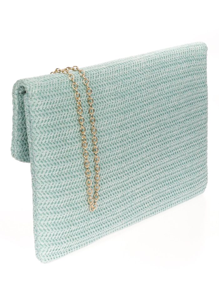 Raffia clutch aguamarina