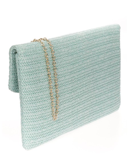 Cartera fiesta rafia aguamarina