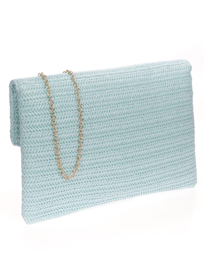 Cartera fiesta rafia celeste