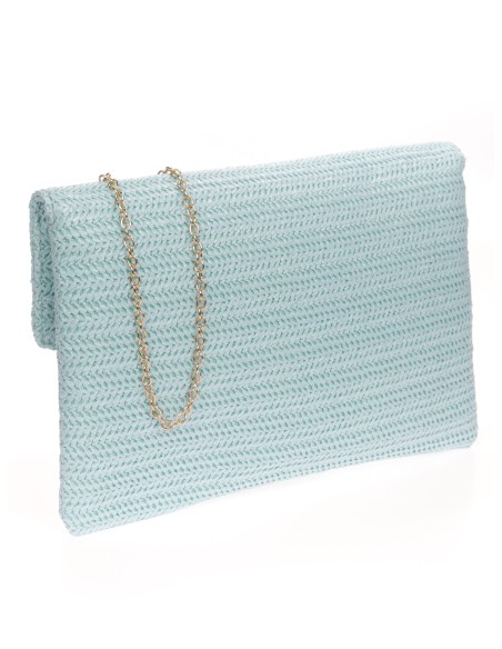 Cartera fiesta rafia celeste