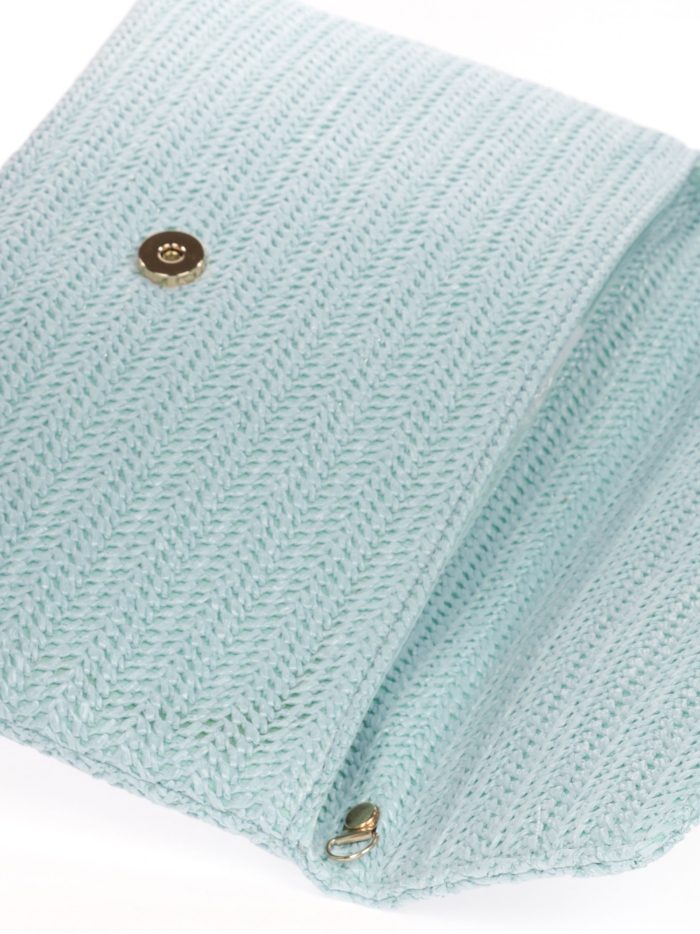 Cartera fiesta rafia celeste