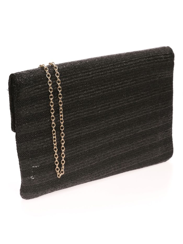 Raffia clutch negro