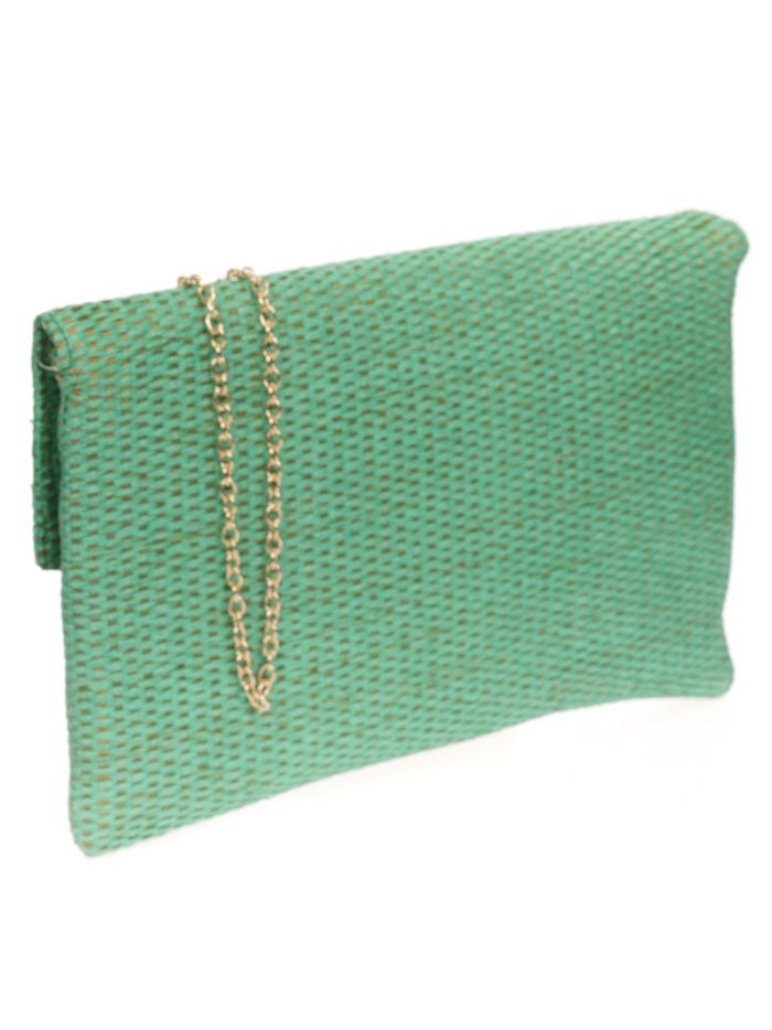 Cartera fiesta rafia verde-hierva