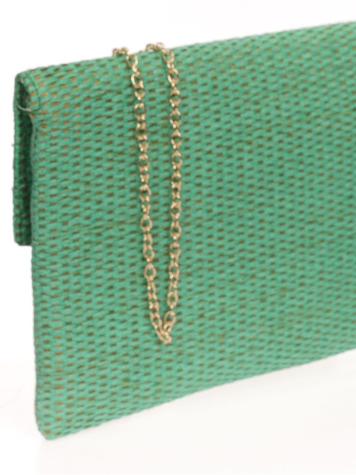 Cartera fiesta rafia verde-hierva