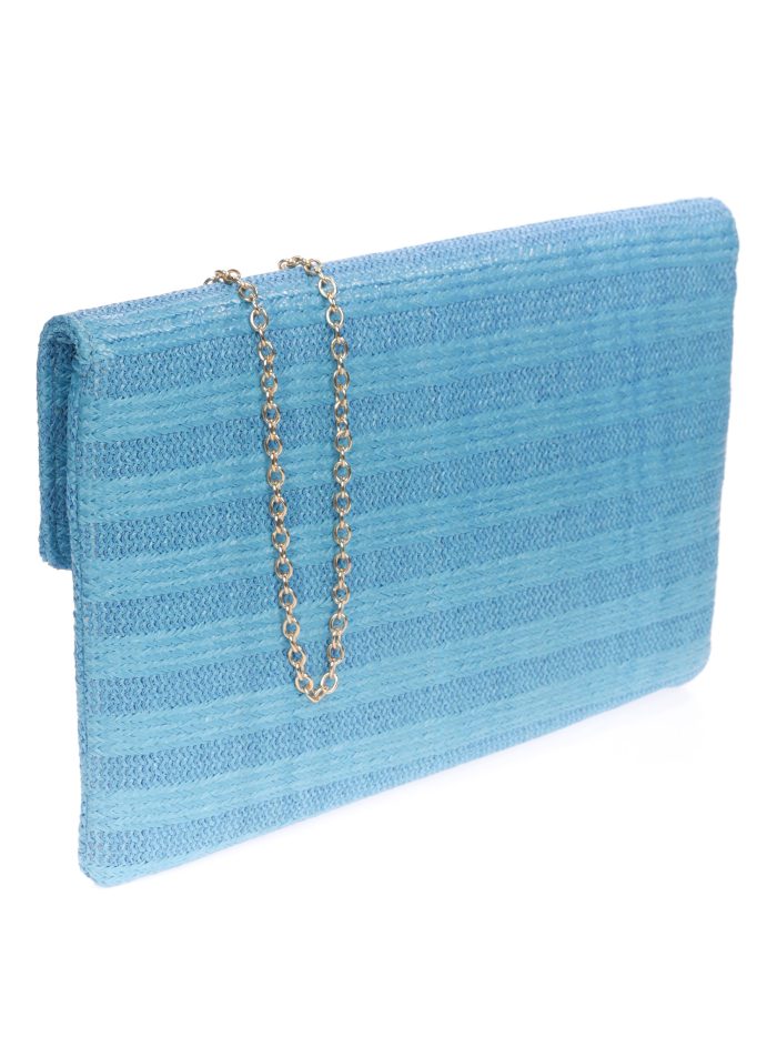 Cartera fiesta rafia turquesa