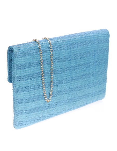 Cartera fiesta rafia turquesa