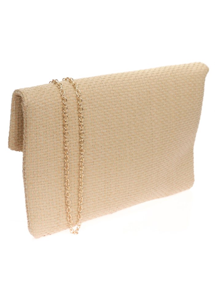 Raffia clutch taupe