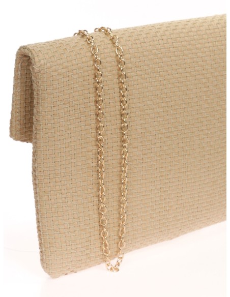 Cartera fiesta rafia taupe