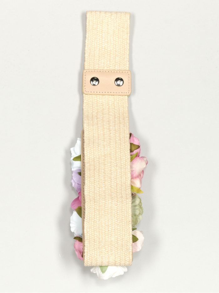 Cinturón elástico flores beis-multi