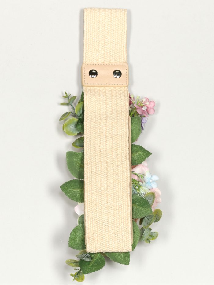 Cinturón elástico flores beis-multi