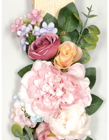 Cinturón elástico flores beis-multi