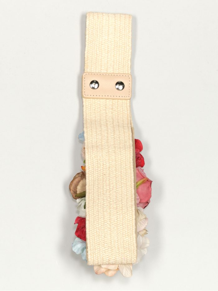 Cinturón elástico flores beis-multi