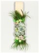 Cinturón elástico flores beis-verde-hierba