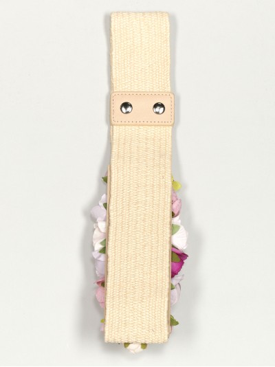 Cinturón elástico flores beis-rosa-palo 2