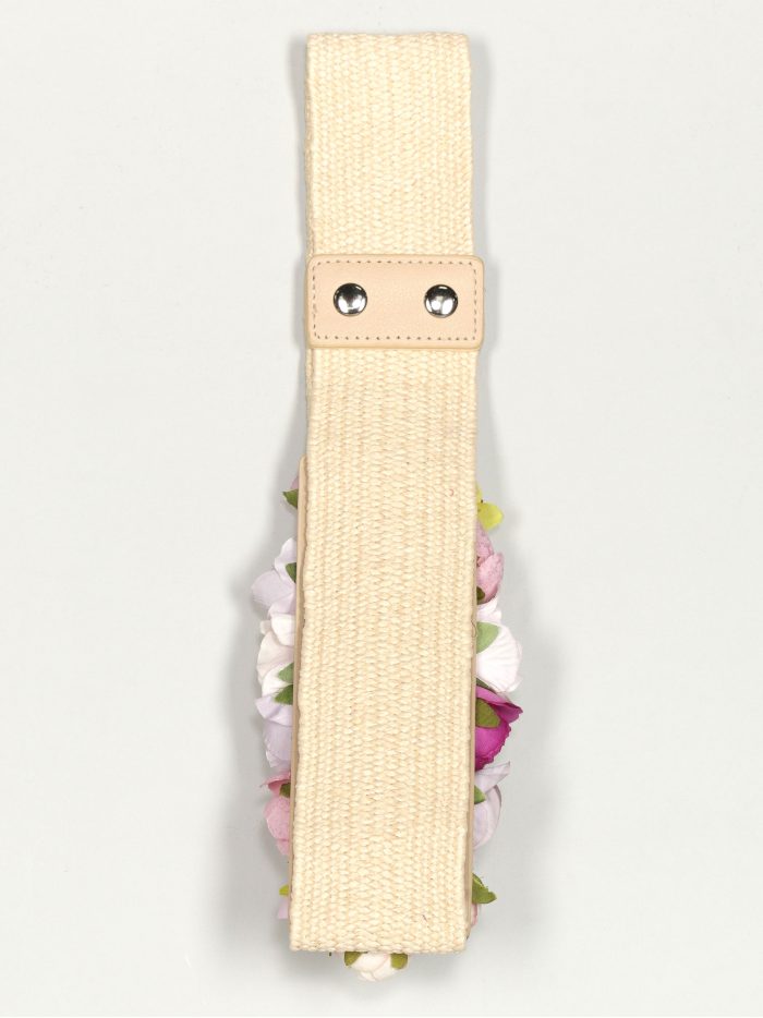 Cinturón elástico flores beis-rosa-palo