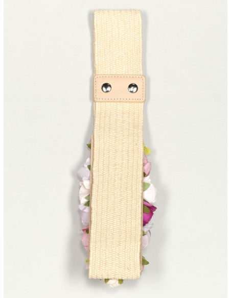 Cinturón elástico flores beis-rosa-palo