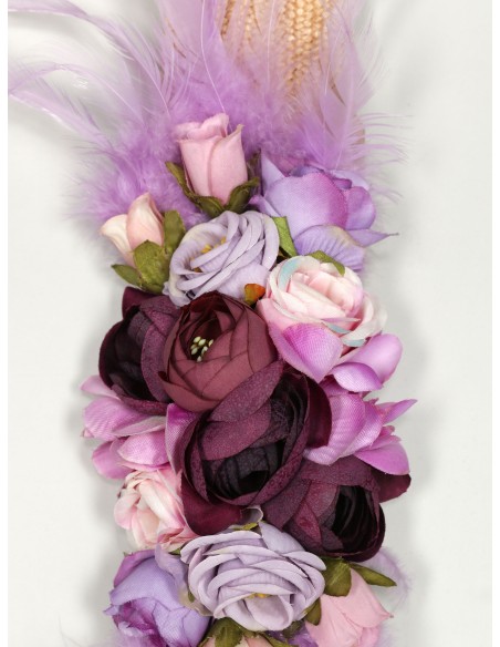 Cinturón elástico flores beis-lila