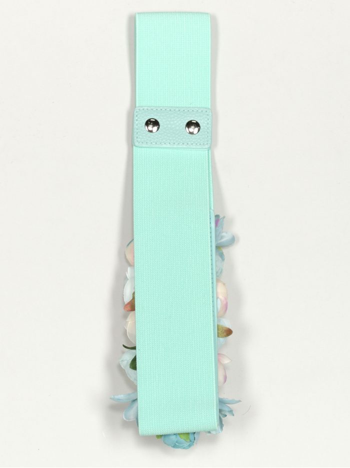 Cinturón elástico flores verde-agua