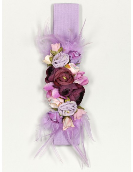 Cinturón elástico flores lila