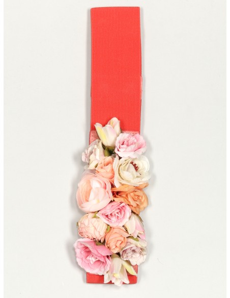 Cinturón elástico flores coral