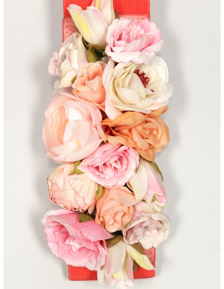 Cinturón elástico flores coral