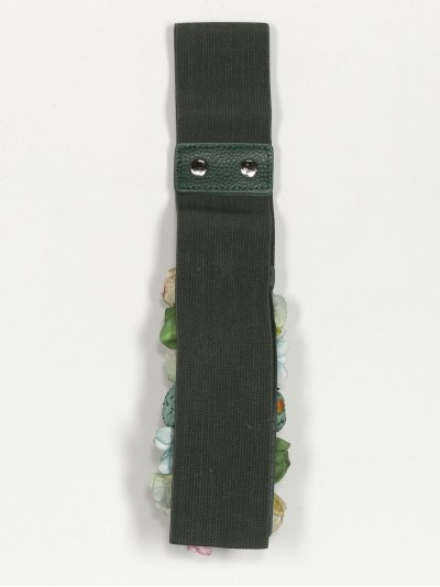 Cinturón elástico flores verde-militar 2