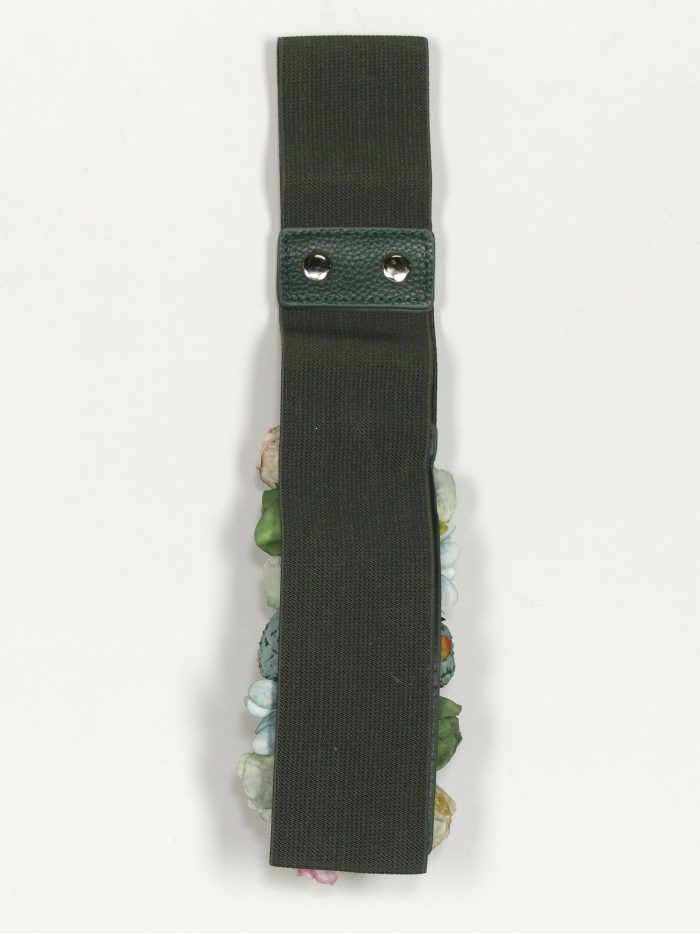 Cinturón elástico flores verde-militar