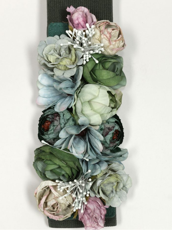 Cinturón elástico flores verde-militar