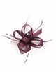 Feather fascinator hair clip with mesh berenjena