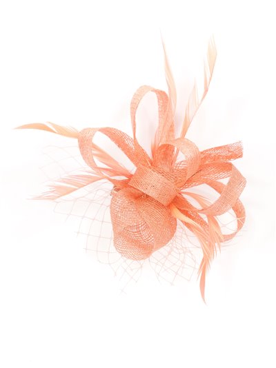 Feather fascinator hair clip with mesh salmon