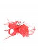 Feather fascinator hair clip with mesh rojo