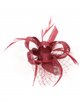 Feather fascinator hair clip with mesh granate