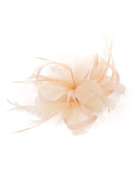 Tocado pequeño plumas nude