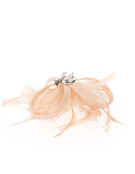 Tocado pequeño plumas nude
