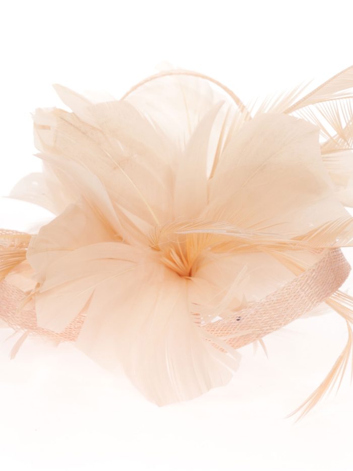 Tocado pequeño plumas nude