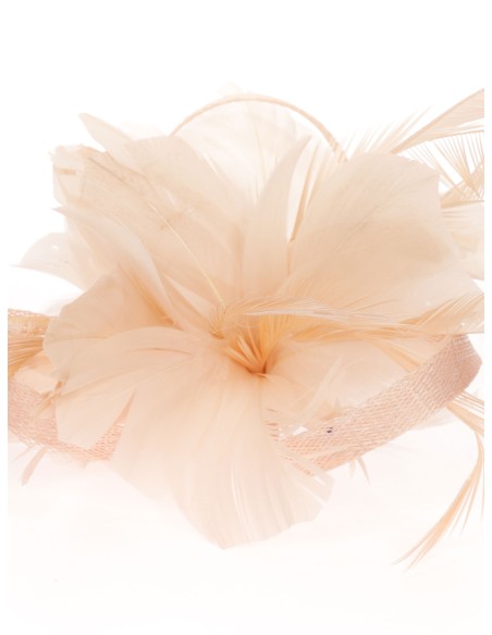 Tocado pequeño plumas nude
