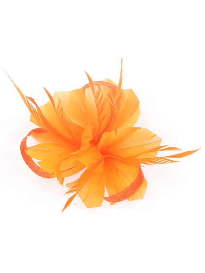 Feather fascinator hair clip naranja