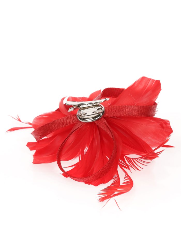 Tocado pequeño plumas rojo