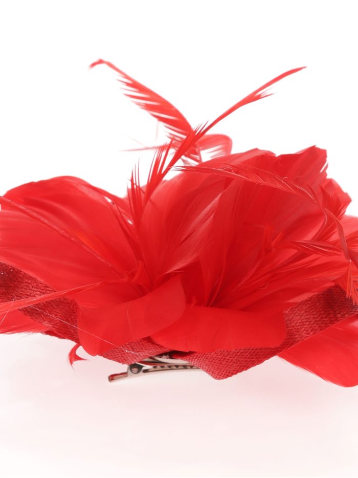 Tocado pequeño plumas rojo