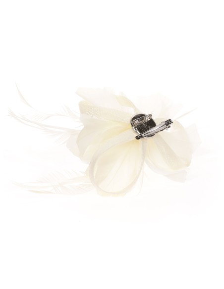 Feather fascinator hair clip beige