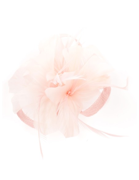 Tocado pequeño plumas rosa