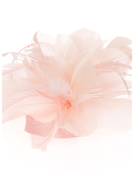 Tocado pequeño plumas rosa