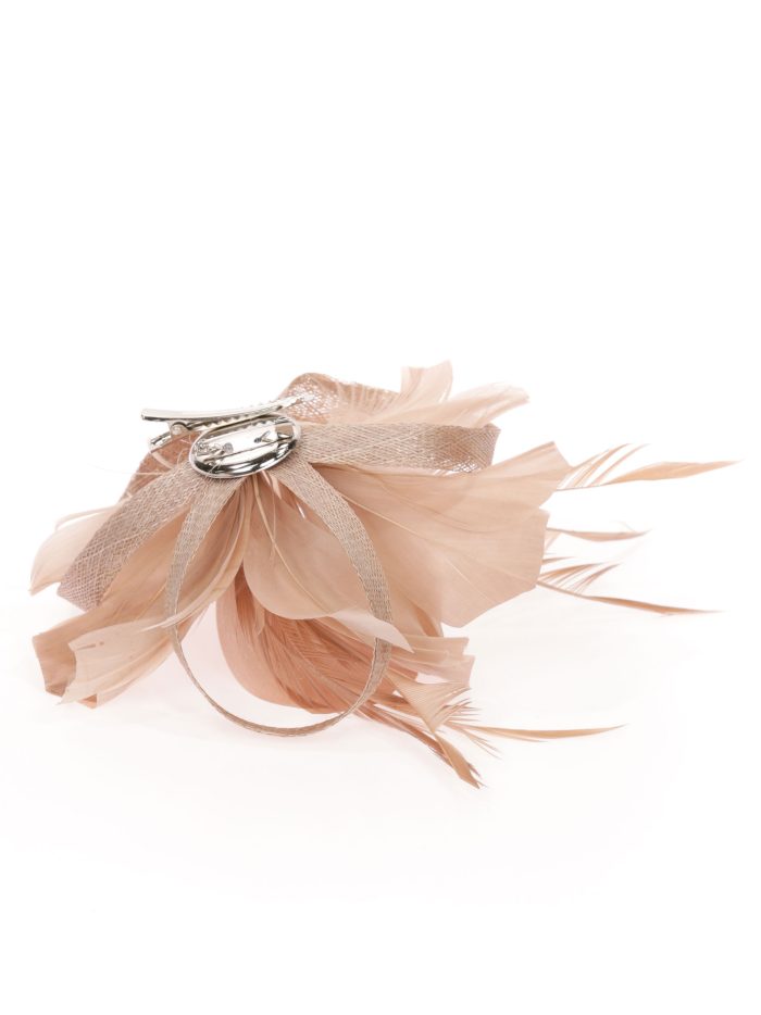 Tocado pequeño plumas taupe-oscuro